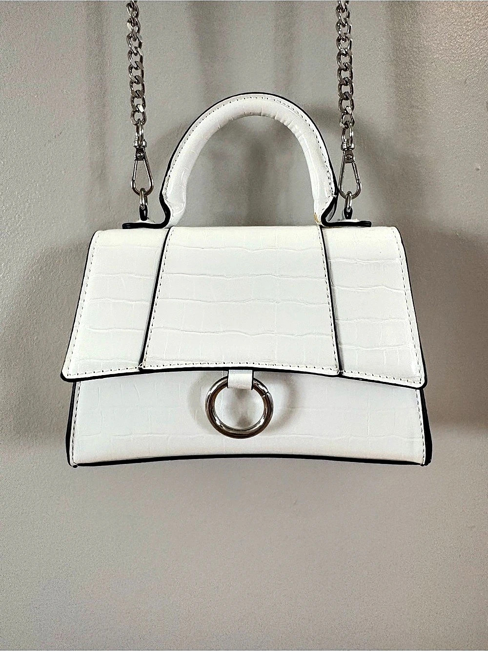 Call it spring Crocodile Embossed Shoulder Bag in White
